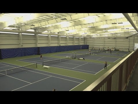 KTVB News — Eagle Tennis Club indoor courts viewed from the mezzanine during final days