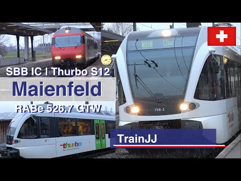 Swiss trains in Heidi Village | Maienfeld Switzerland | Thurbo RABe 526.7 Stadler GTW  | SBB IC3