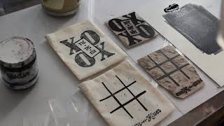 X's & O's Linocut Printed Game Bag