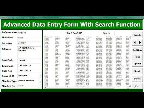 How to Create an Advanced Excel Data Entry Form With Search and Update Function using Userform