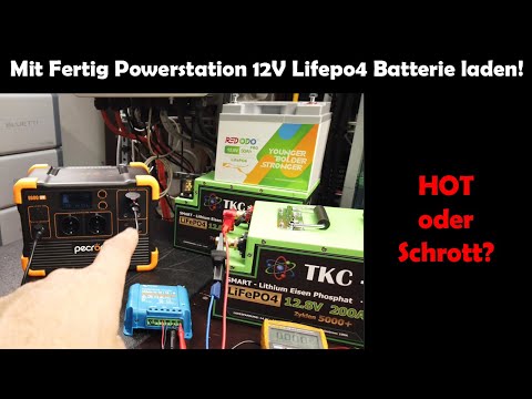 Mit Fertig Powerstation (pecron) über Victron step up Laderegler 12 Volt Lifepo4 Batterie Laden!