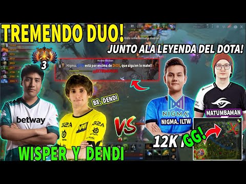 EPICO!😱↓Wisper JUNTO ala LEYENDA del Dota " B8.DENDI " vs N1GMA.ILTW y MatumbamaN↓🔥RAMPAGUE De 1 HIT