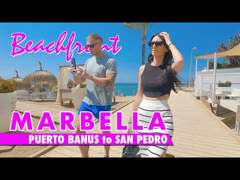 Marbella beachfront walking tour | Puerto Banús to San Pedro | Costa del Sol Spain summer 2024