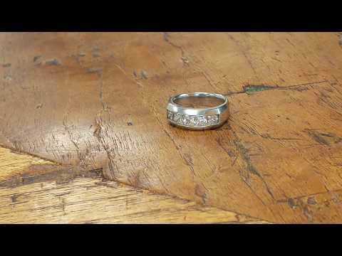 1.5 Ct. Five Stone Princess Cut Channel Set Men's Wedding Band -TwoBirch - TB-GR-0005-WG-N