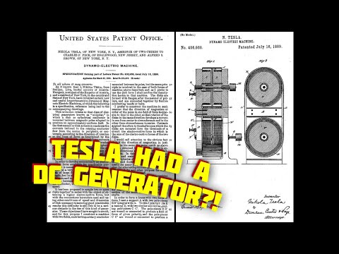 Nikola Tesla Patent - 406,968 Electric Dynamo Machine - DC Electricity Generator Homopolar Motor
