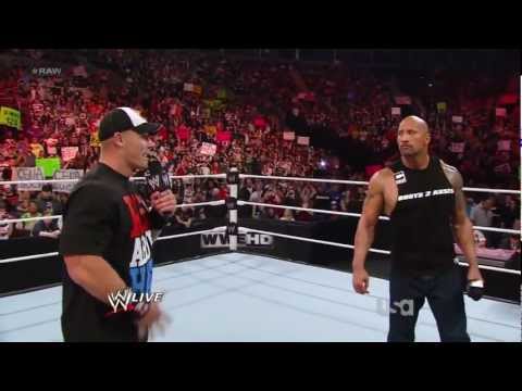 John Cena Owns The Rock - WWE Raw 2/27/12 [HD]
