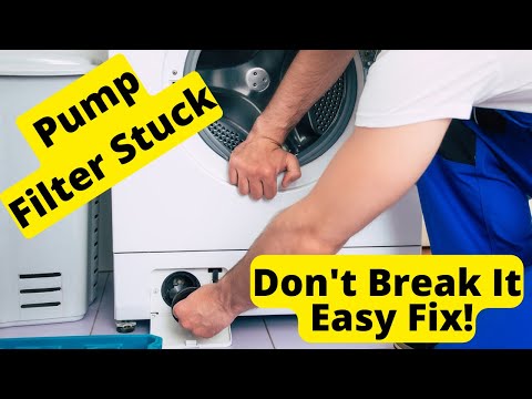 Washing Machine Pump Filter Stuck Won't Open Jammed | Removing Coins Screw & Bra Wires Etc.
