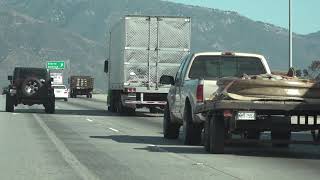 Weather - strong winds along the I-15 freeway in Fontana