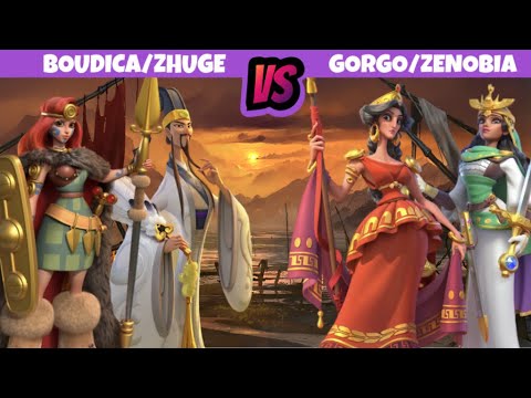 Boudica/Zhuge Liang (Rally) vs. Gorgo/Zenobia (Garrison) | Rise of Kingdoms Test