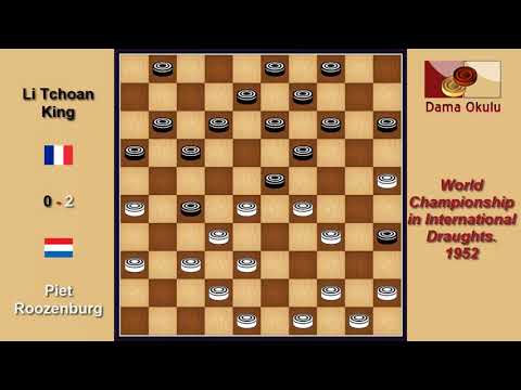 Piet Roozenburg (NLD) - Li Tchoan King (FRA). Draughts World Championship. 1952.