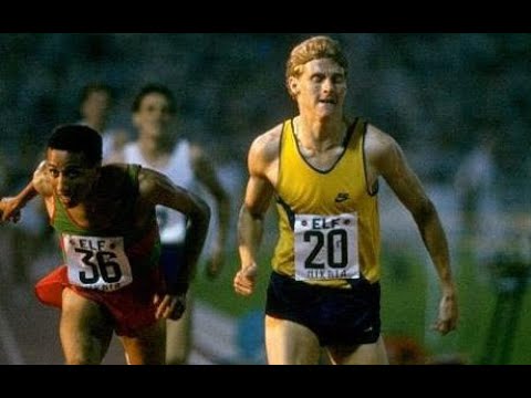 Steve Cram contre Saïd Aouita 1500m  FINITION   INCROYABLE (Record du monde au meeting de Nice à 85)
