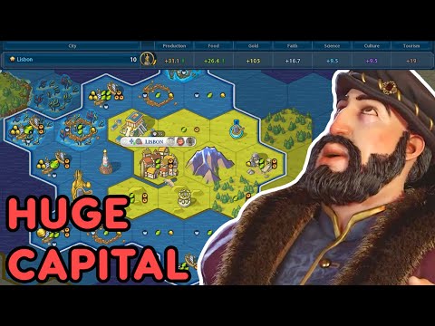 These modded Fisheries and Fishing boats are making my capital HUGE - Civ 6 Maritime Modpack