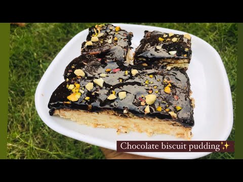 CHOCOLATE BISCUIT PUDDING | a dessert | 3 layer pudding |Easy and delicious | flavours corner
