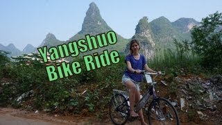 Bicycle ride around scenic rural and countryside areas just outside of Yangshuo, China (骑自行车在阳朔乡间)
