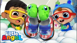 Clean Your Shoes Song | Baby John and Manny | Little Angel Kids Songs &amp; Nursery Rhymes