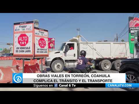 Video: Obras viales en Torreón, Coahuila complica el tránsito y el transporte
