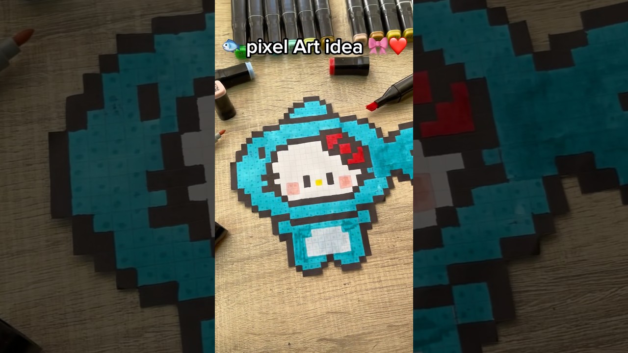 Hello kitty 🎀 Pixel art idea 🐟🎀 #art #pixelart #pixelartideas #hellokitty