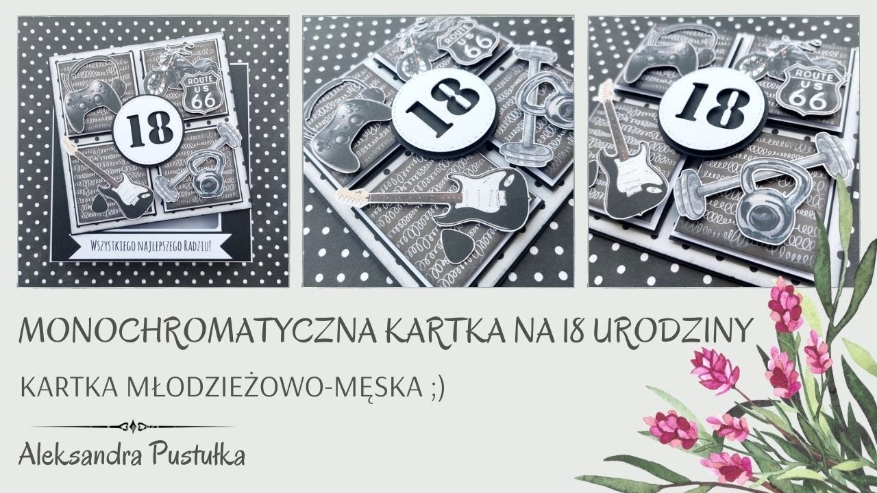 Watch Monochromatyczna kartka na 18 urodziny now Monochromatyczna kartka na 18 urodziny