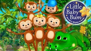 Five Little Monkeys Swinging In The Tree | Nursery Rhymes | Original Version By LittleBabyBum