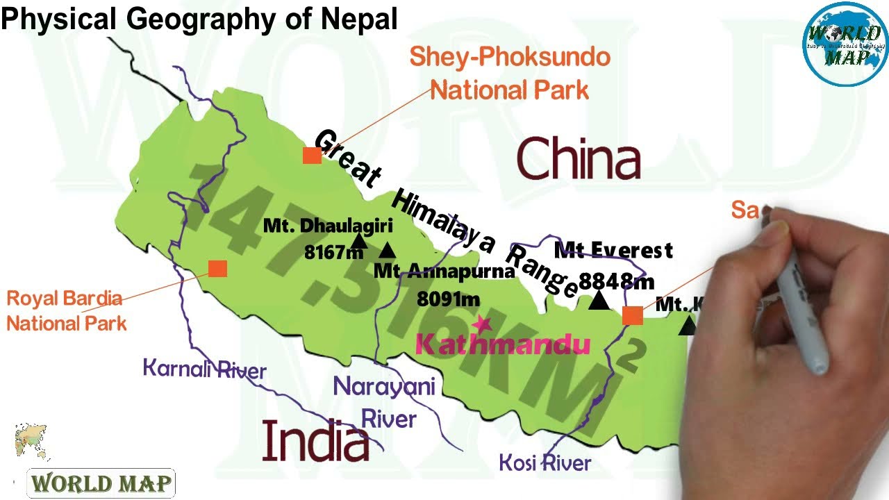 Physical Geography of Nepal / Nepal Map 2025 / Nepal Geographic Facts 2025 / Series of World Map