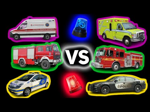 CANADA vs UKRAINE Police, Ambulance, Fire Truck Siren Horn Sound Variations in 42 Seconds