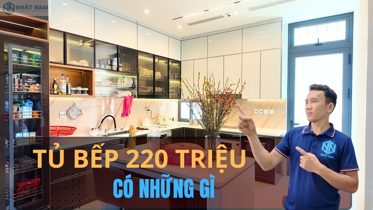 Tủ bếp inox cánh kính chất lượng cao 2026 – tủ bếp cho siêu biệt thự mini