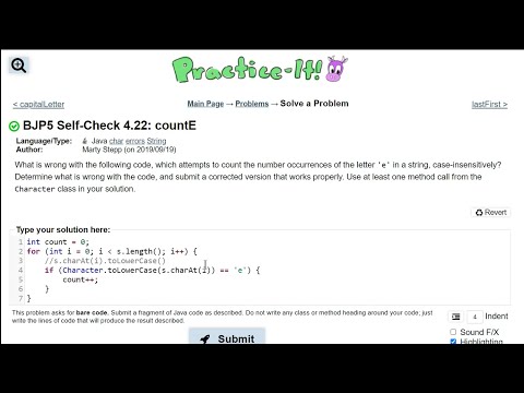 Java Practice It 4 22 Counte Char Errors If Statement Strings For Loop