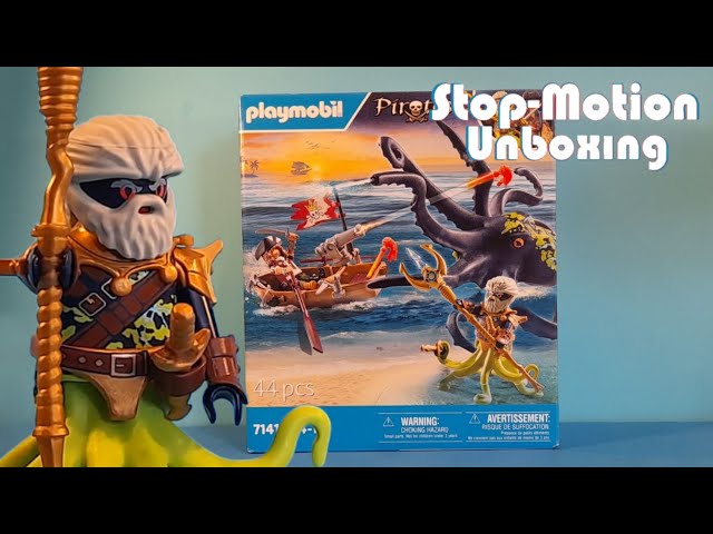 Vídeo relacionado con PLAYMOBIL Pirates 71419 Batalla con Pulpo Gigante, Piratas contra Deepers, un Calamar Grande con una función Real de rociado de Agua y Accesorios completos, Juguetes para niños a Partir de 4 años