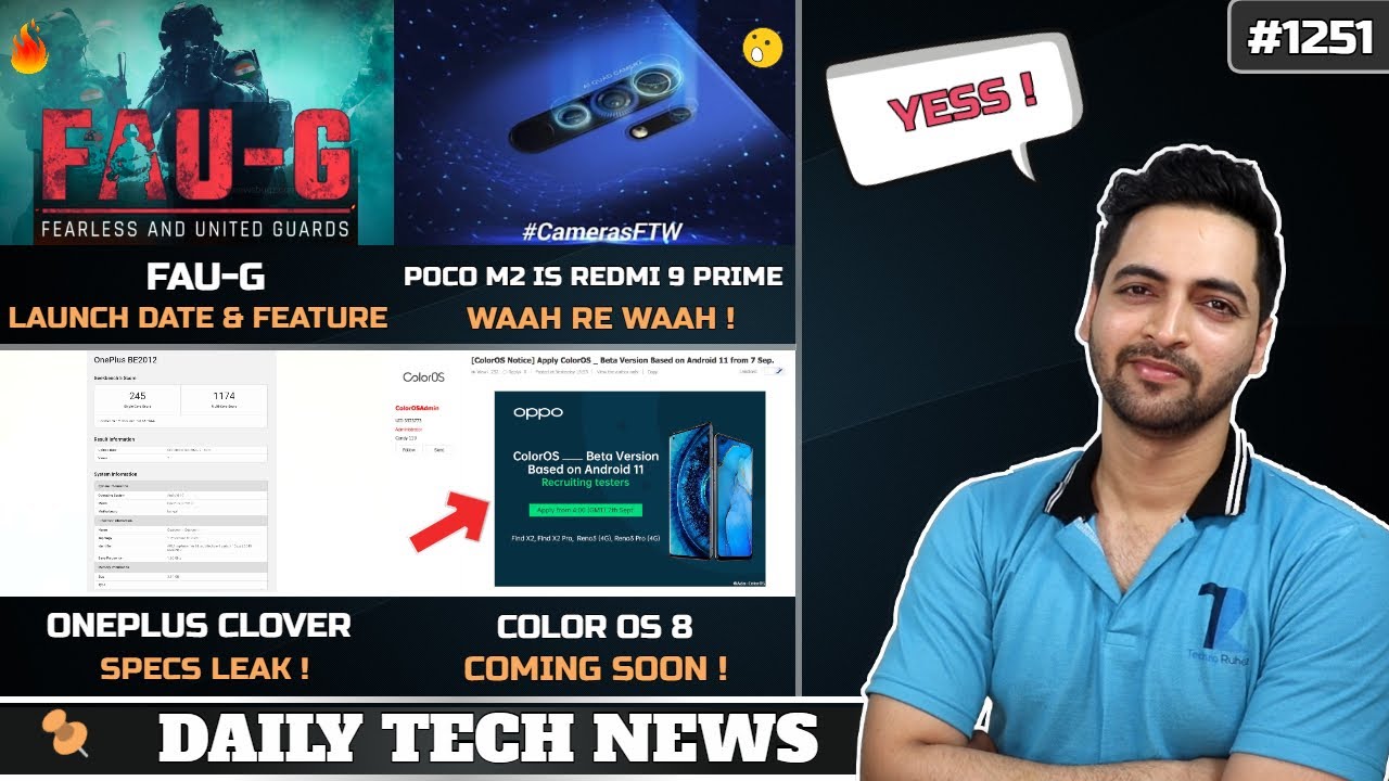 FAU-G Launch Date & Features💪,POCO M2 is Redmi 9 Prime🤦‍♂️,Oneplus Clover Specs,Color OS 8 Launch🔥