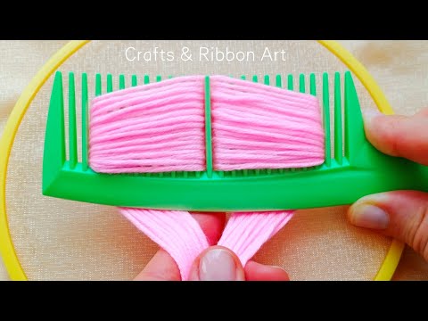 It's so Cute 🌺💖 Super Easy Woolen Flower Craft Ideas with Hair Comb - DIY Amazing Yarn Flowers