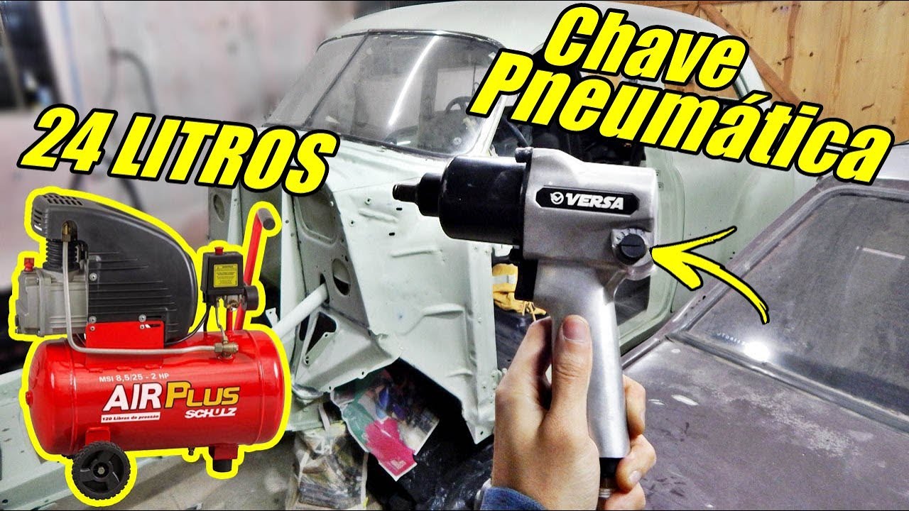 FUNCIONA Chave de Impacto Pneumática com Compressor 24 Litros