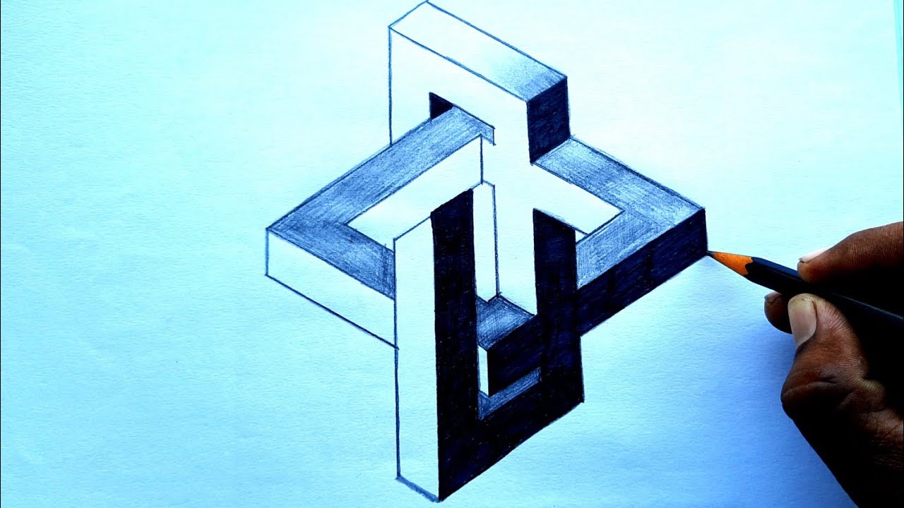 How To Draw 3D On Behance Easy Trick Art // Geometric Imp.. Design Step By Step //@sirajartdesign