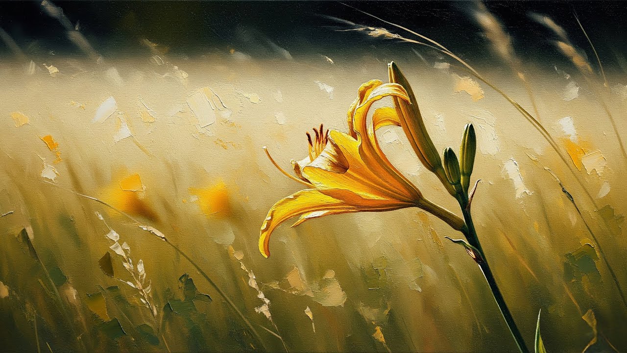 Wild Lily Beauty Stunning Impasto Painting of a Yellow Bloom! | Art Screensaver for TV 2 Hrs