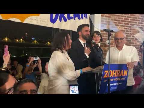 Zohran mom and wife during victory speech