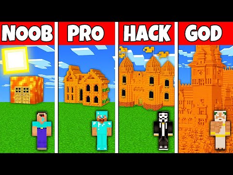 EPIC Minecraft Battle: NOOB vs PRO vs HACKER vs GOD! LAVA BASE HOUSE BUILD CHALLENGE