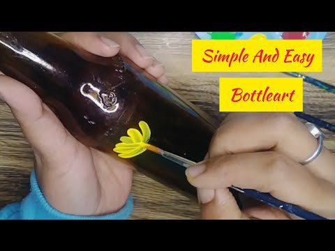 Simple and Easy Bottleart | One Stroke Bottle Painting Ideas | Glass Bottle Painting for beginners