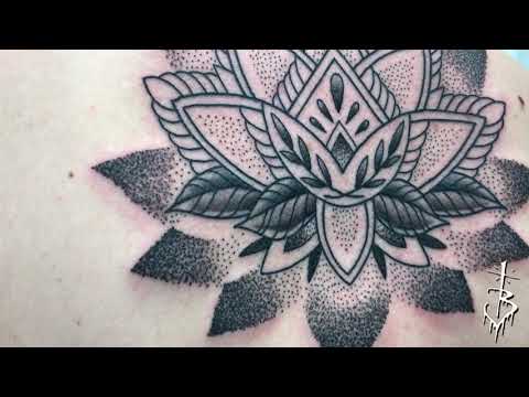 Miami Tattoo Bam Bam Lotus Dotwork on Spine Tattoo Video