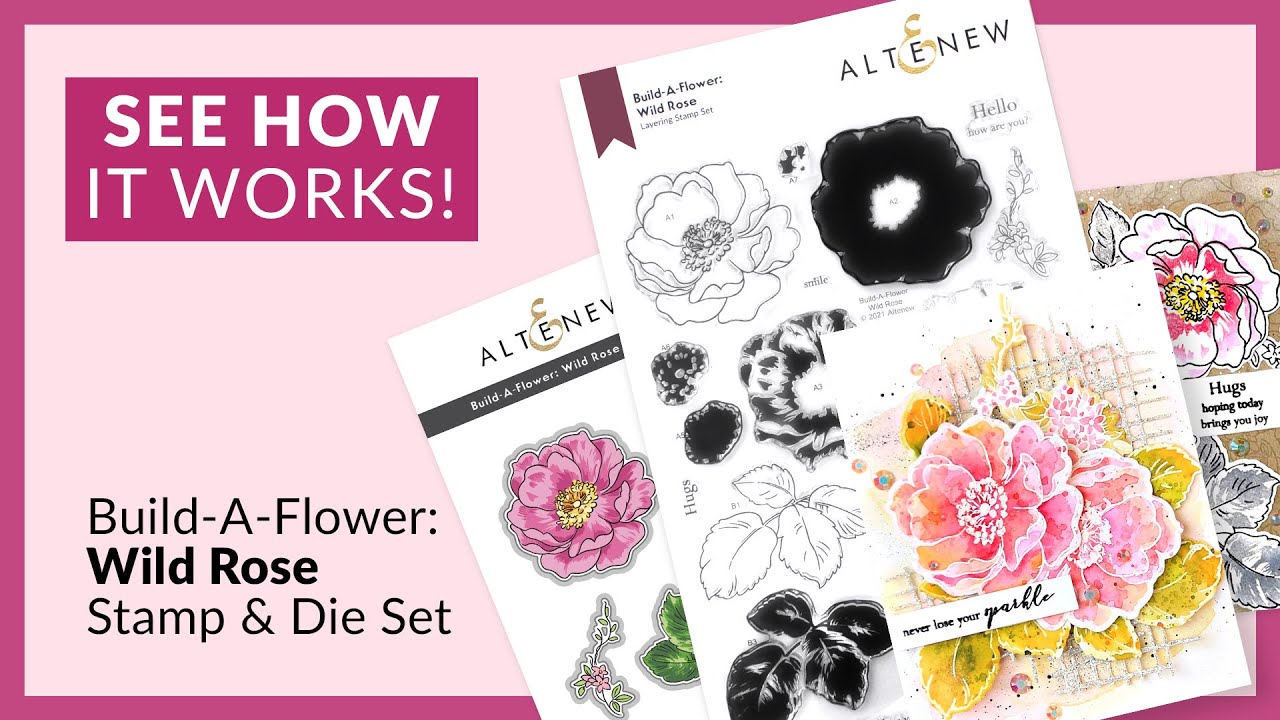 Altenew Build-A-Flower Wild Rose stanssi- ja leimasinsetti