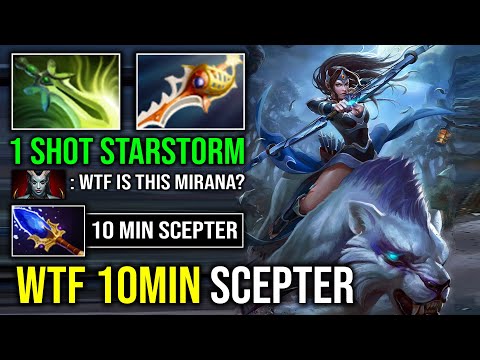 WTF 10MIN SCEPTER Solo Mid Mirana Against QOP 1 Shot Starstorm Unlimited Right Click Dota 2
