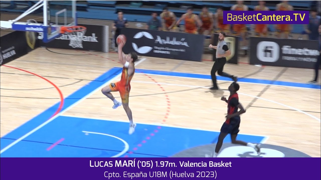 LUCAS MARÍ ('05) 1.97m. Valencia Basket.- Canastas y asistencias Cpto. España 2023 #BasketCantera.TV