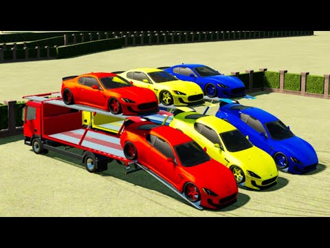 LOAD & TRANSPORT  MASERATI GRANTURISMO WITH TRUCK AUTOTRANSPORT - Farming Simulator 22