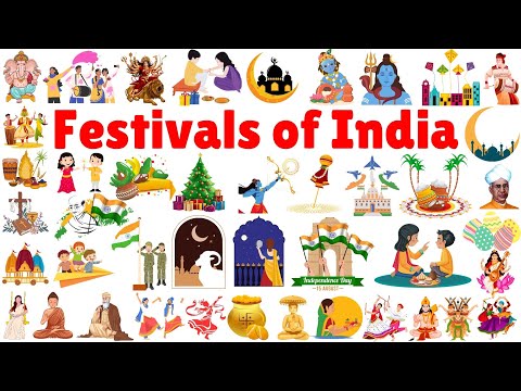 Festivals of India | Festivals names with pictures |  Types of festivals | festivals vocabulary 🪔 🎆