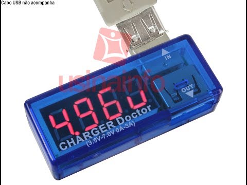 Video - Testador de Portas USB Portátil / Amperímetro e Voltímetro USB Charger Doctor
