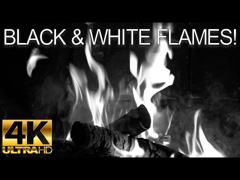 Black & White Fireplace Flames (4K UHD) 10 Hours Crackling Logs - Hypnotic, Relaxing, Fall Asleep...