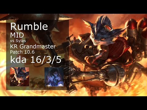 Rumble Mid vs Sylas - KR Grandmaster 16/3/5 Patch 10.6 Gameplay // [롤] 럼블 vs 사일러스 미드