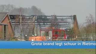 preview picture of video 'Brand verwoest landbouwschuur in Rietmolen'