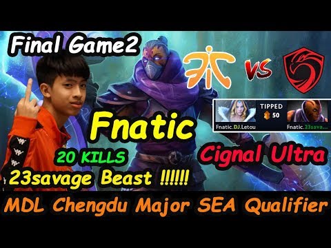 Fnatic vs Cignal Ultra | 23savage [Anti Mage] Beast MODE Chengdu Major SEA Qualifier Dota 2 Game2