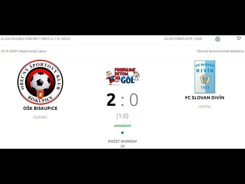 OŠK BISKUPICE - FC SLOVAN DIVÍN (2:0 ) 20.10.2019