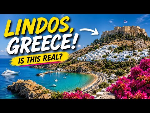 Lindos Greece Walking Tour 4K HDR | Beautiful White Village & Acropolis