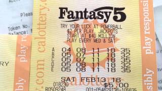 California Lottery Fantasy 5 Jackpot Winning Ticket